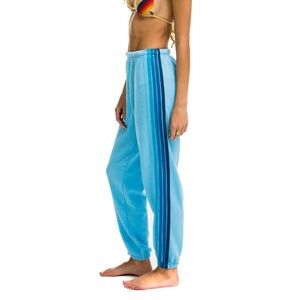 Aviator Nation 5 Stripe Sweatpants in Sky & Blue
